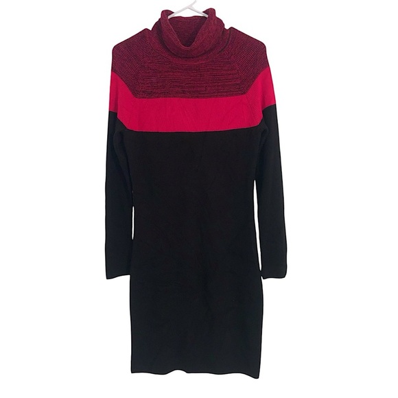 Calvin Klein Colorblock Knit Cowl Neck Dress - Picture 1 of 13